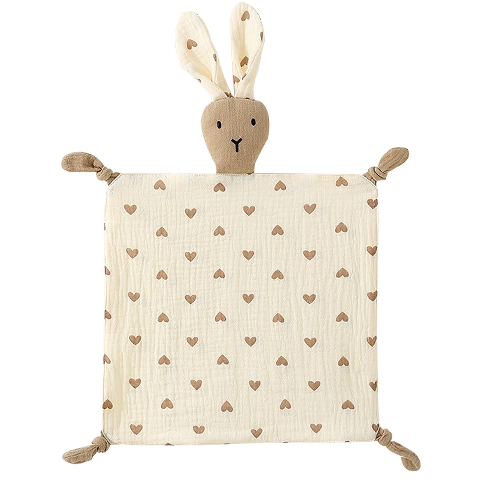 PEIPEIWU organic cotton muslin lovey bunny blanket, soft and breathable for baby comfort