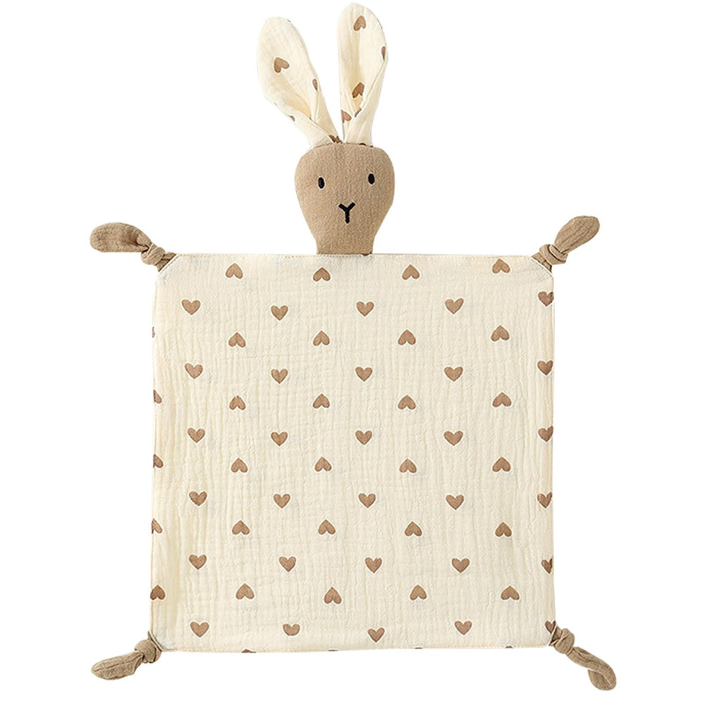 PEIPEIWU organic cotton muslin lovey bunny blanket, soft and breathable for baby comfort
