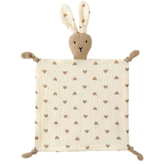 PEIPEIWU organic cotton muslin lovey bunny blanket, soft and breathable for baby comfort