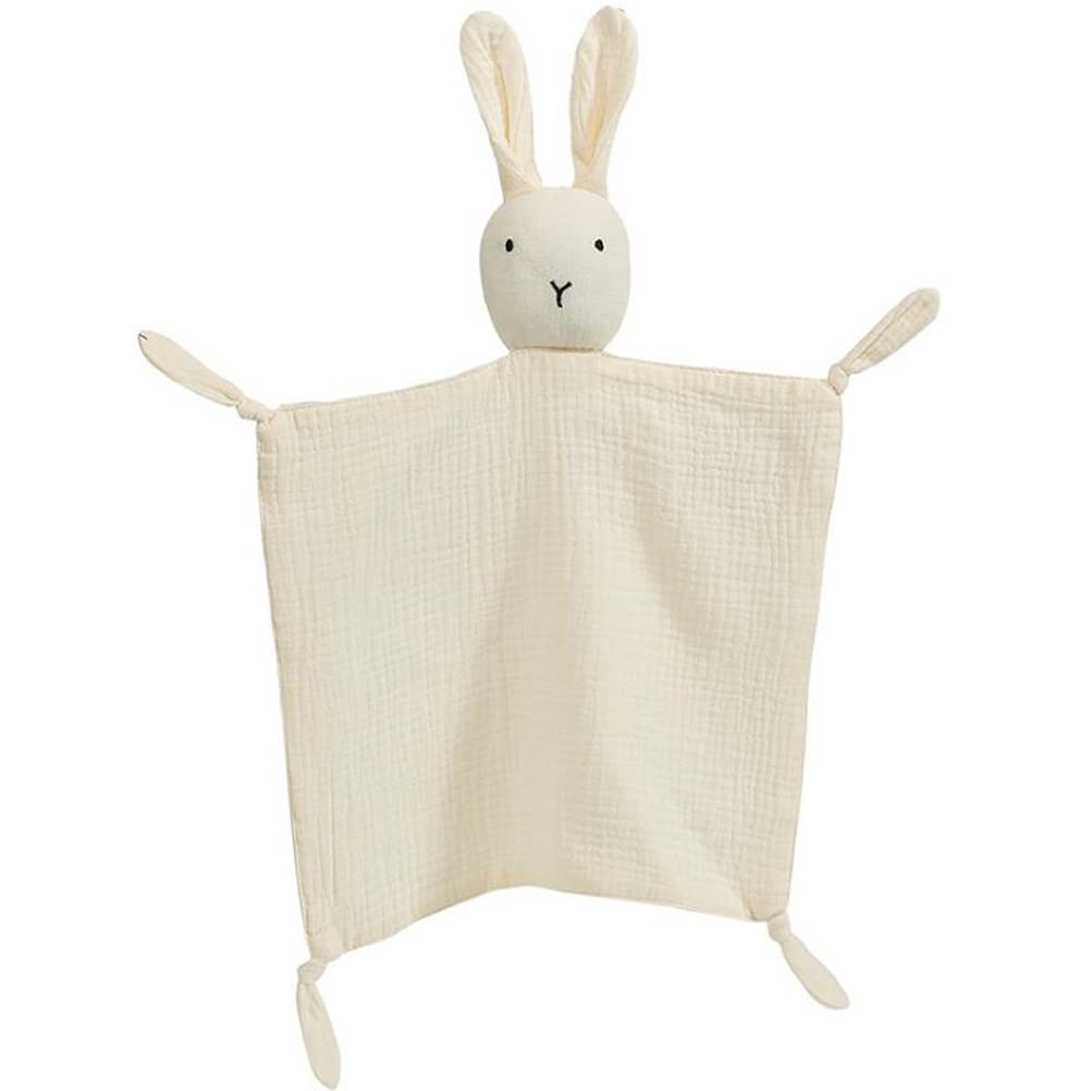 PEIPEIWU organic cotton muslin lovey bunny, soft security blanket for baby comfort.