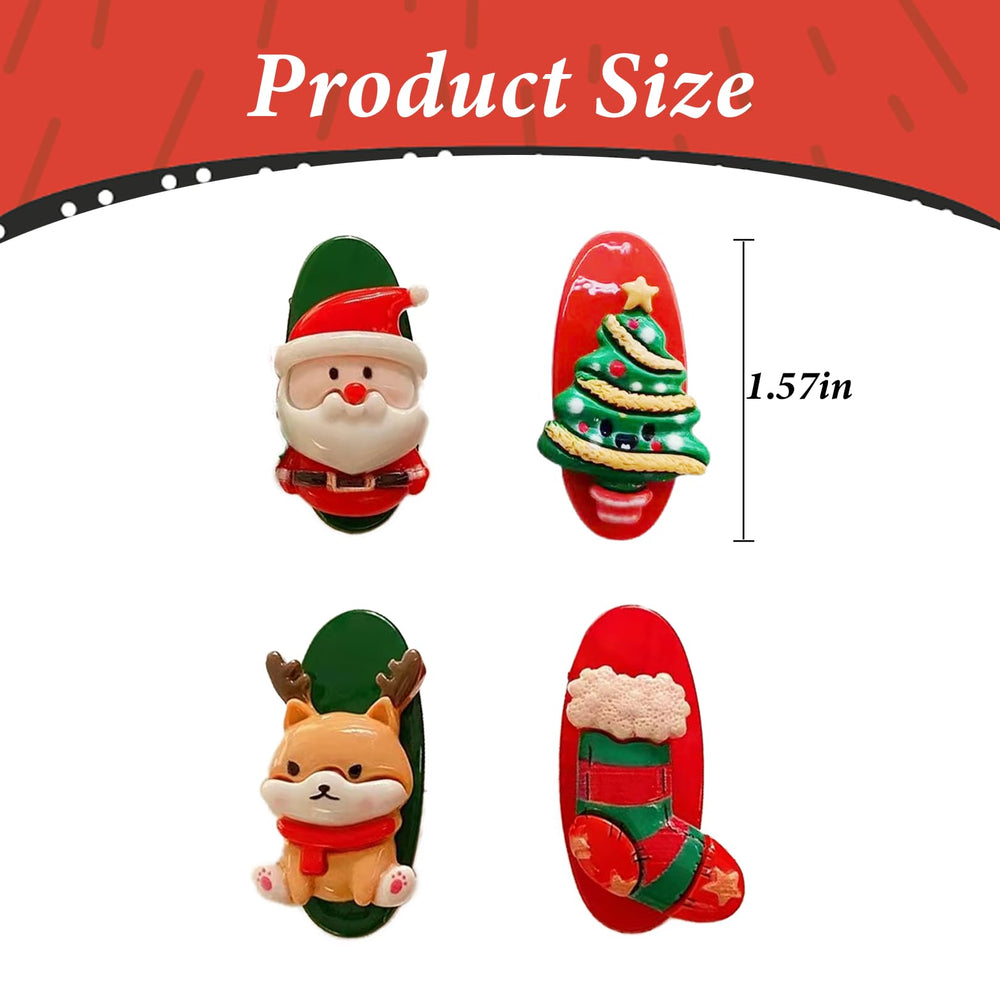 Pejlnd baby girls hair clips closeup in red and green, secure hold.