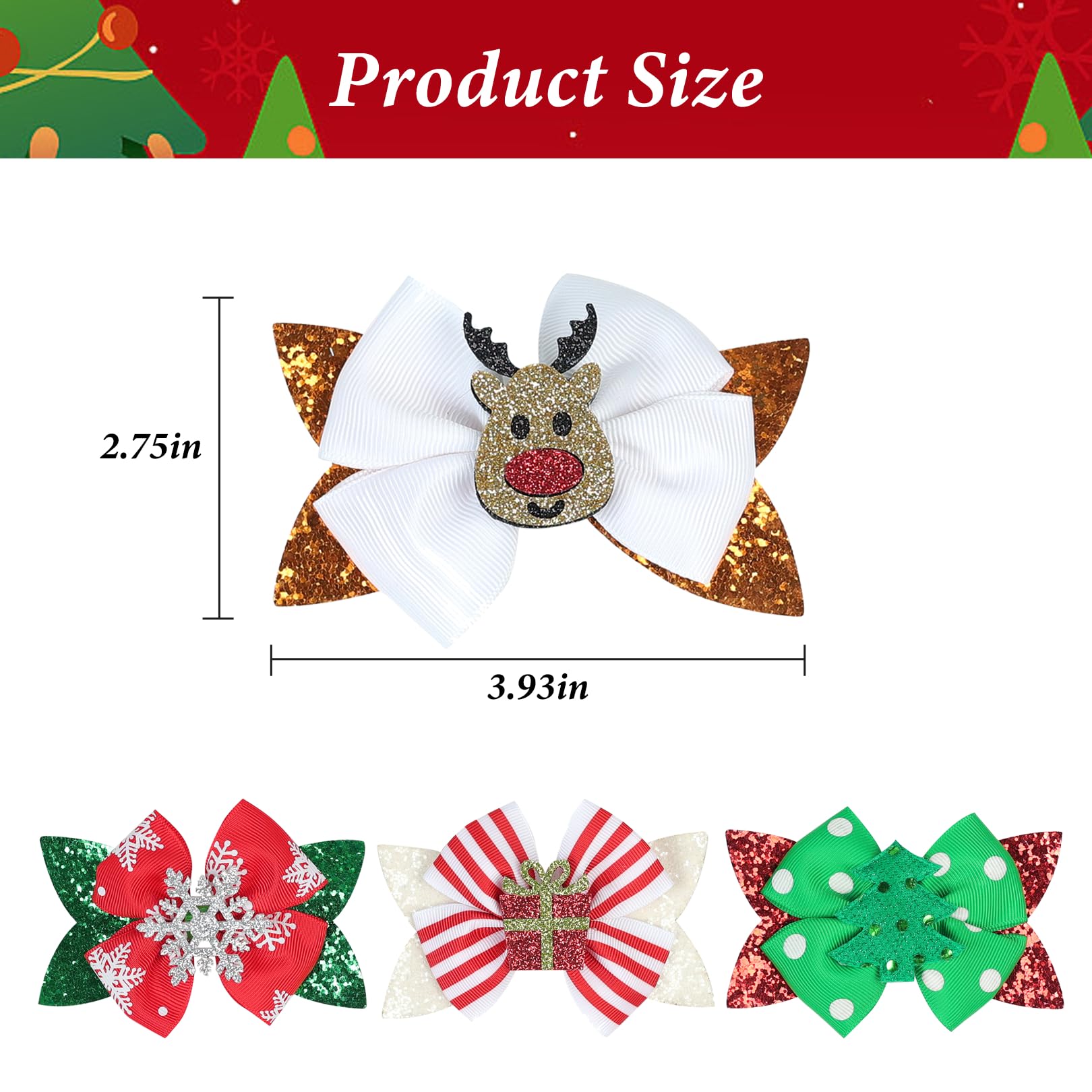 Pejlnd Christmas bows clip green sequin adds festive sparkle to hair