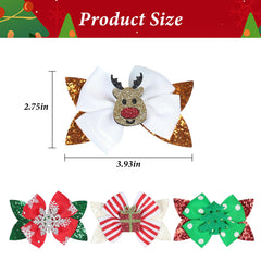 Pejlnd Christmas bows clip green sequin adds festive sparkle to hair