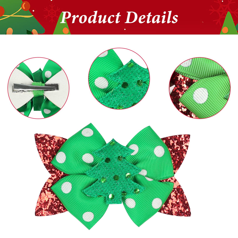 Pejlnd Christmas bows clip pink sequin brightens toddler hairstyles