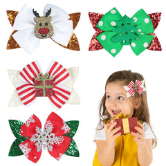 Pejlnd Christmas bows clip red sequin for secure toddler hair styling