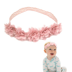 Pejlnd Flowers pink lace headband with flower for newborns, ideal for photoshoots and outfits
