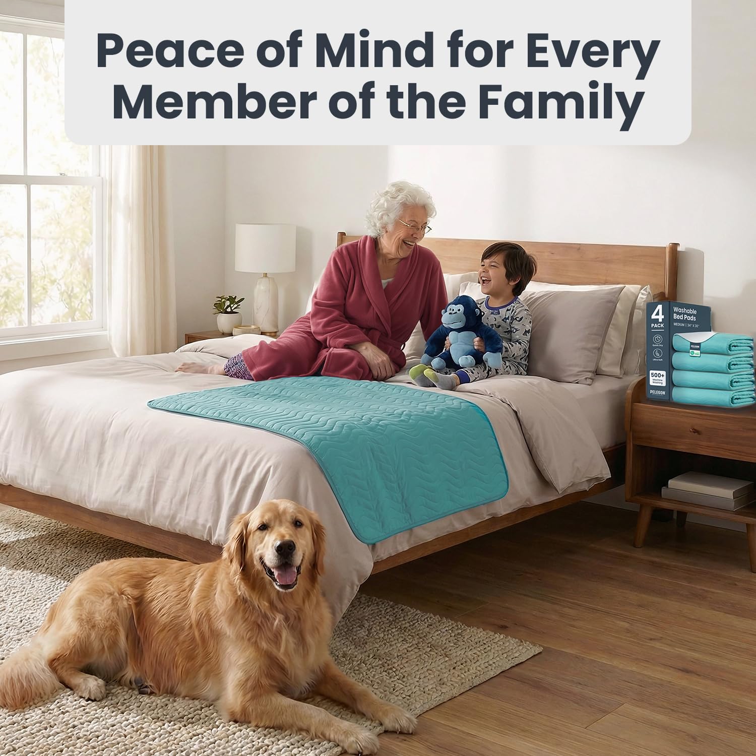 PELEGON bed pad easy-clean surface for quick laundry