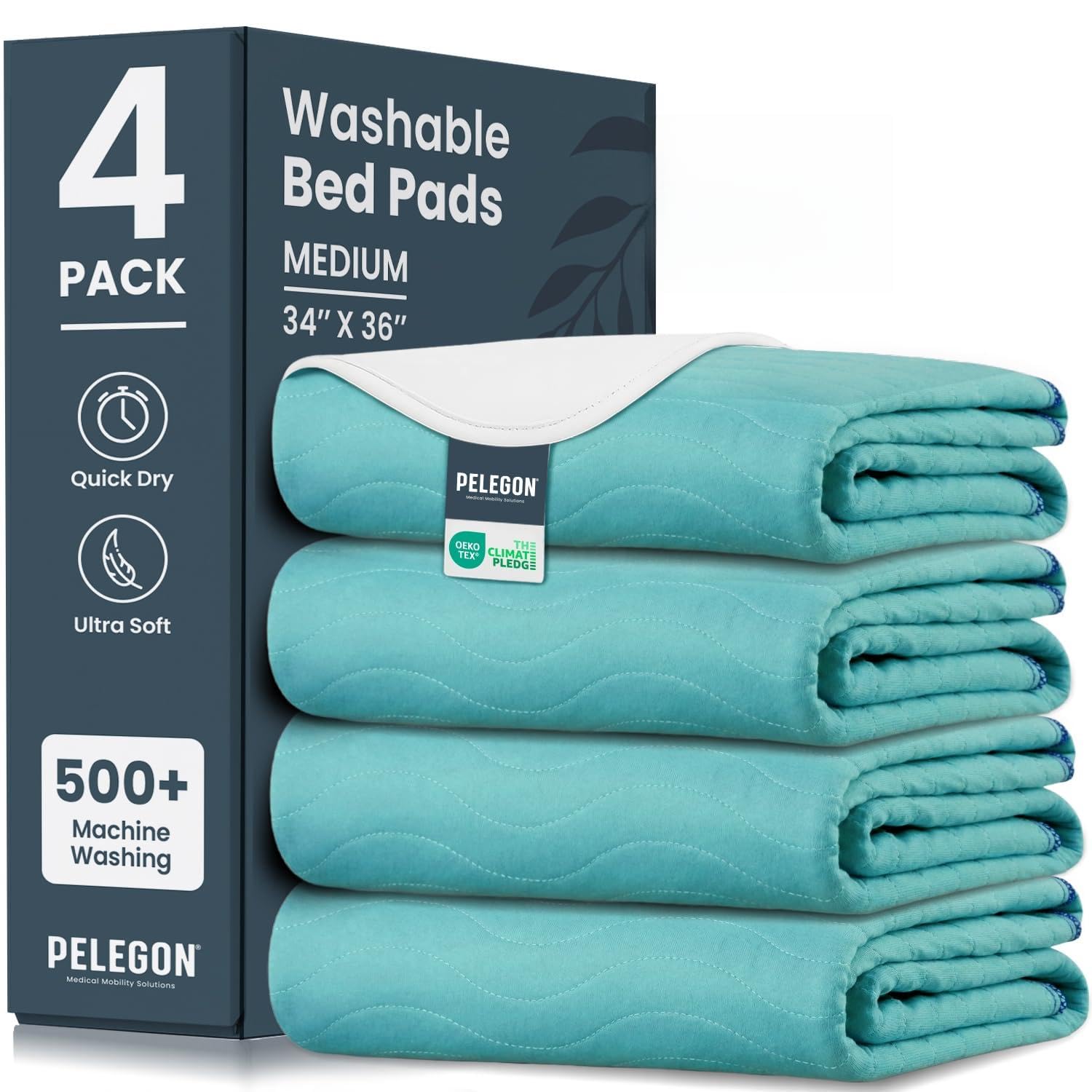 PELEGON bed pads pack for adults and kids, reusable night protection