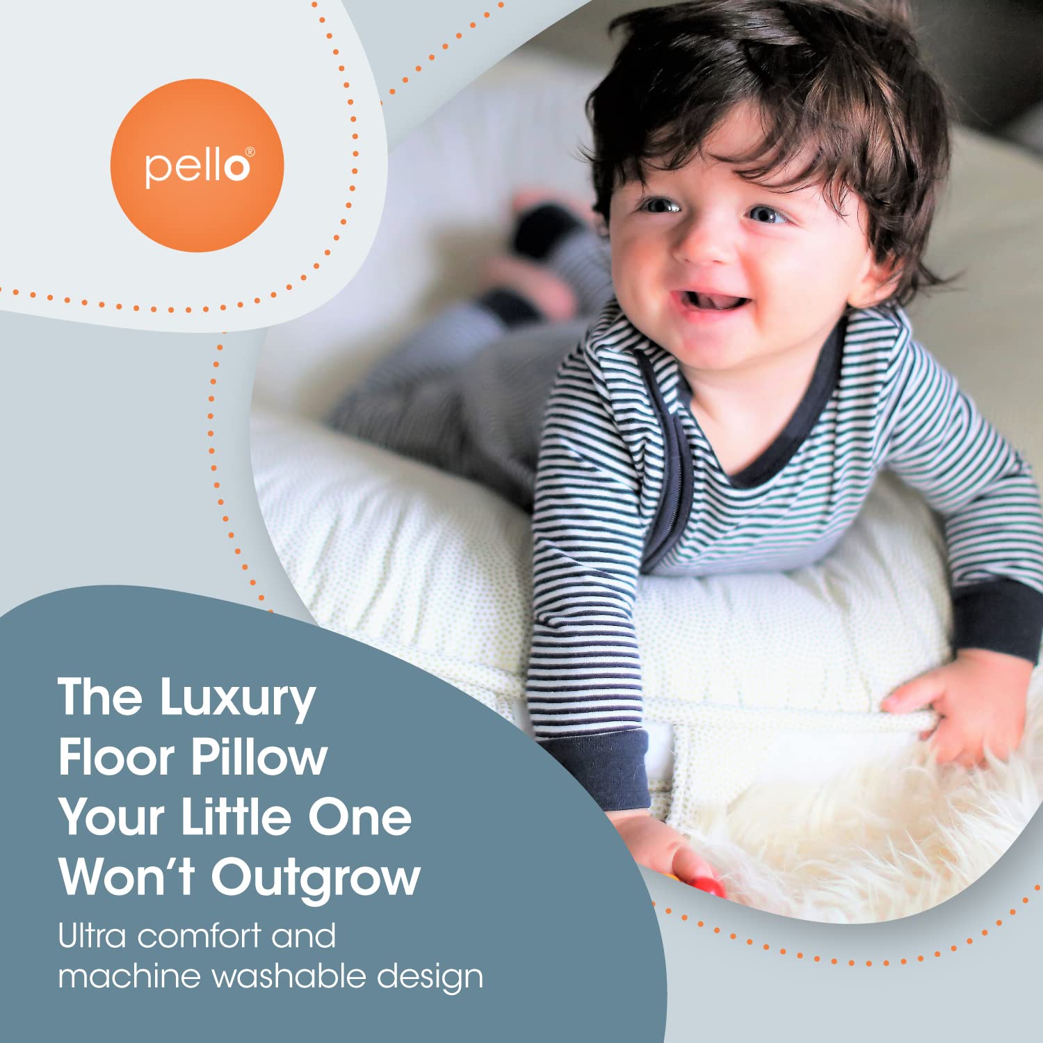 Pello soft center with raised sides supports baby during sit-up and cozy play
