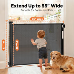 Peluasua mesh dog gate on stairs for pet-safe stair access