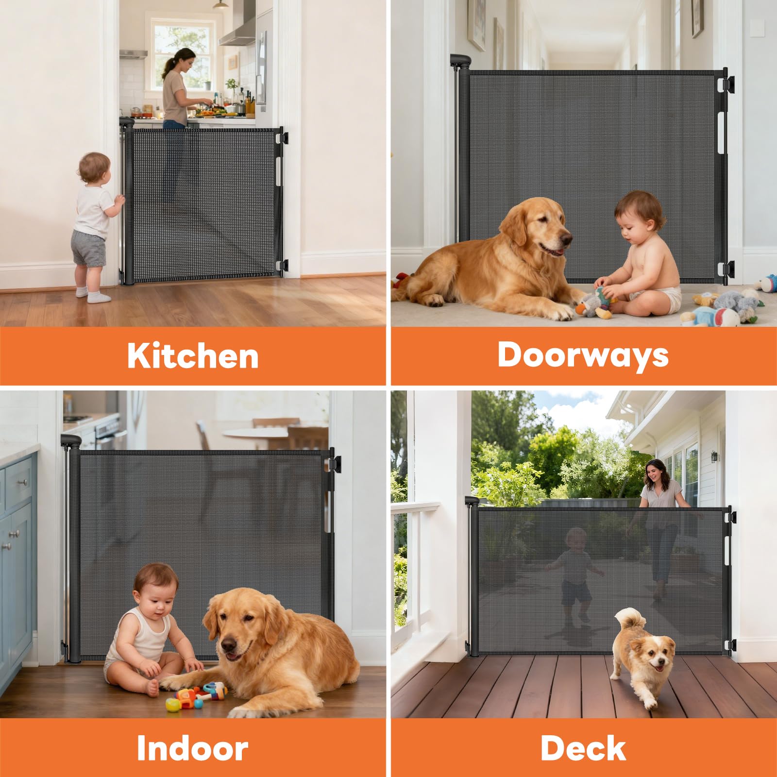 Peluasua flexible gate for doorways, stairs, and hallways