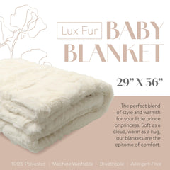 Peluche Lux faux fur baby blanket, natural double-sided, close-up, ultra-soft texture.