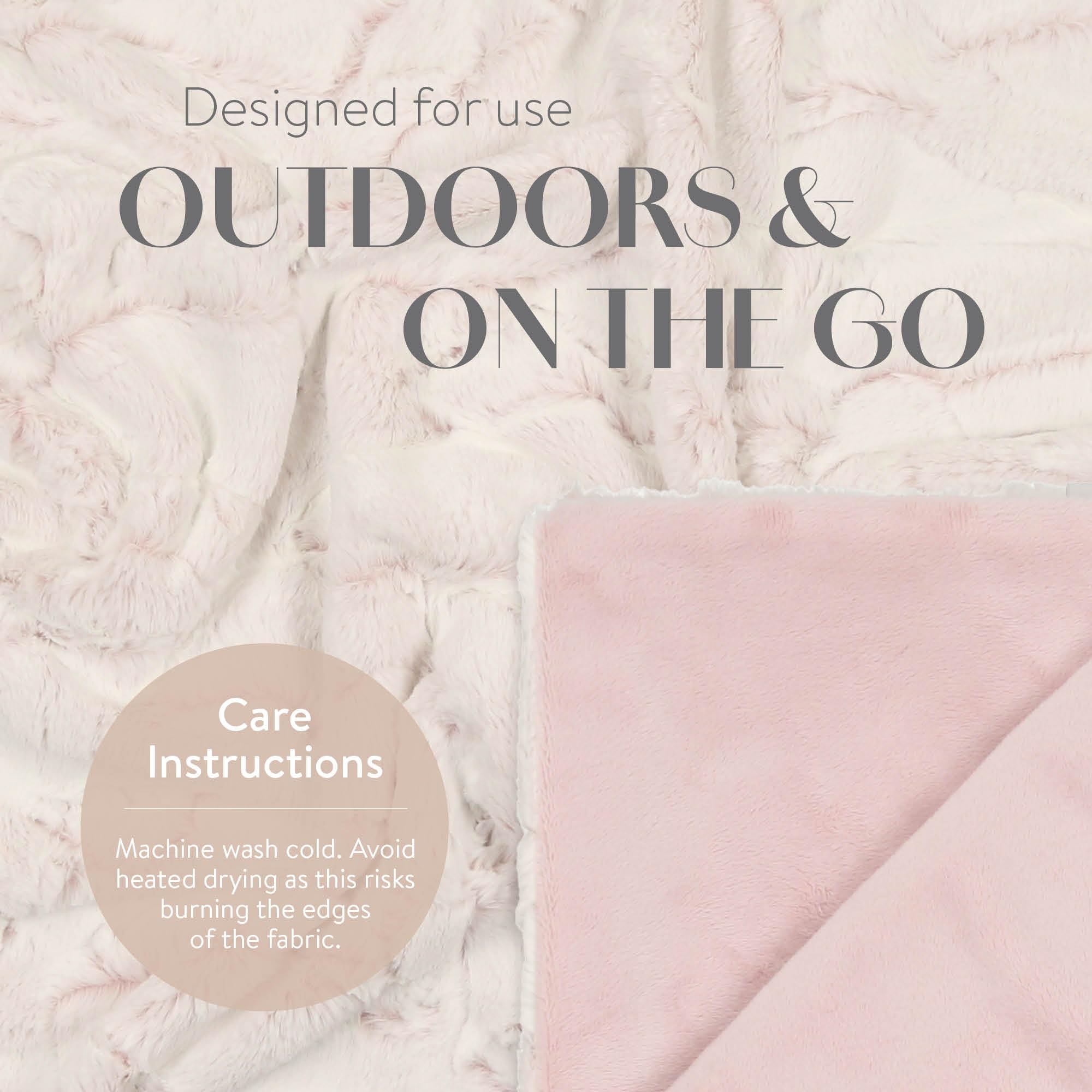 Peluche Lux faux fur baby blanket, oatmeal heather, swaddle scene for naptime.