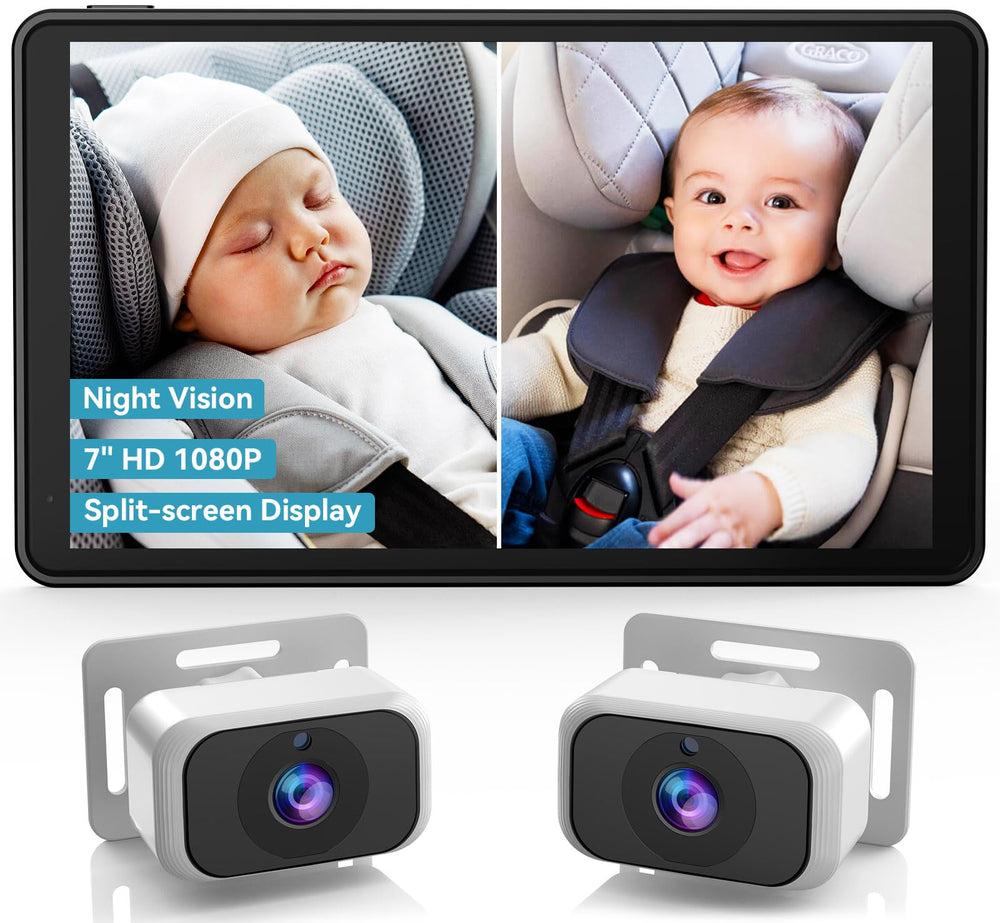 Pemacom baby camera with 7-inch display offers a clear rear-seat view, helping parents monitor twins safely.