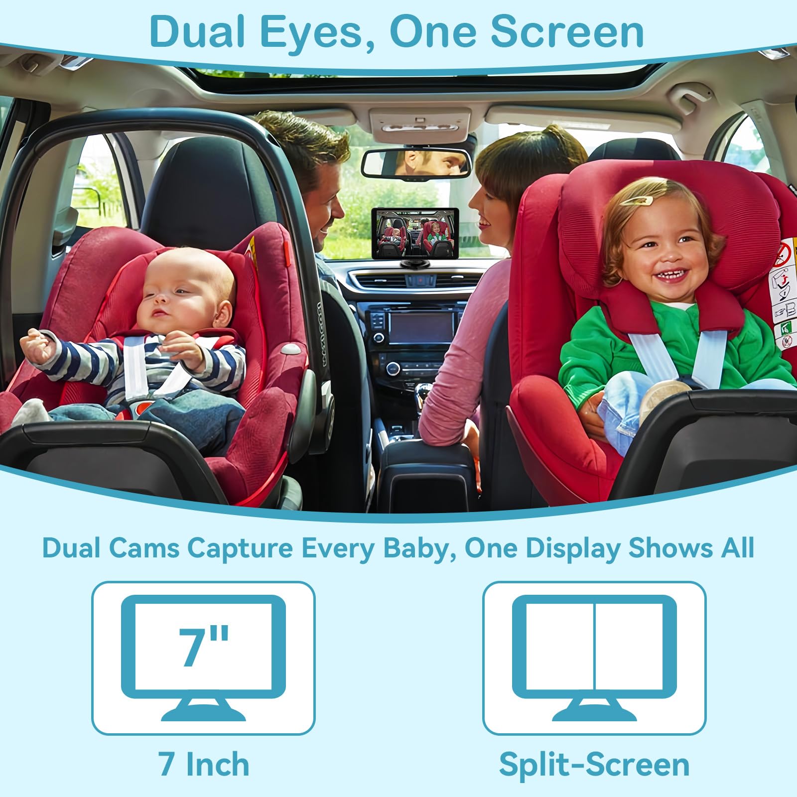 Pemacom dual cameras provide nighttime clarity for backseat monitoring during drives.