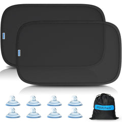 PEMOTech baby shade with eight suction cups on a car window.