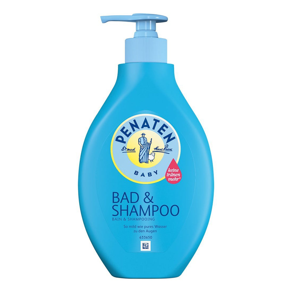 Penaten Head To Toe Bath bottle showing gentle cleansing for baby's skin and hair