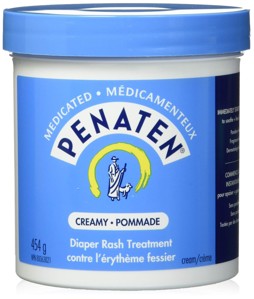 Penaten medicated creamy diaper rash treatment jar showing smooth texture for gentle application