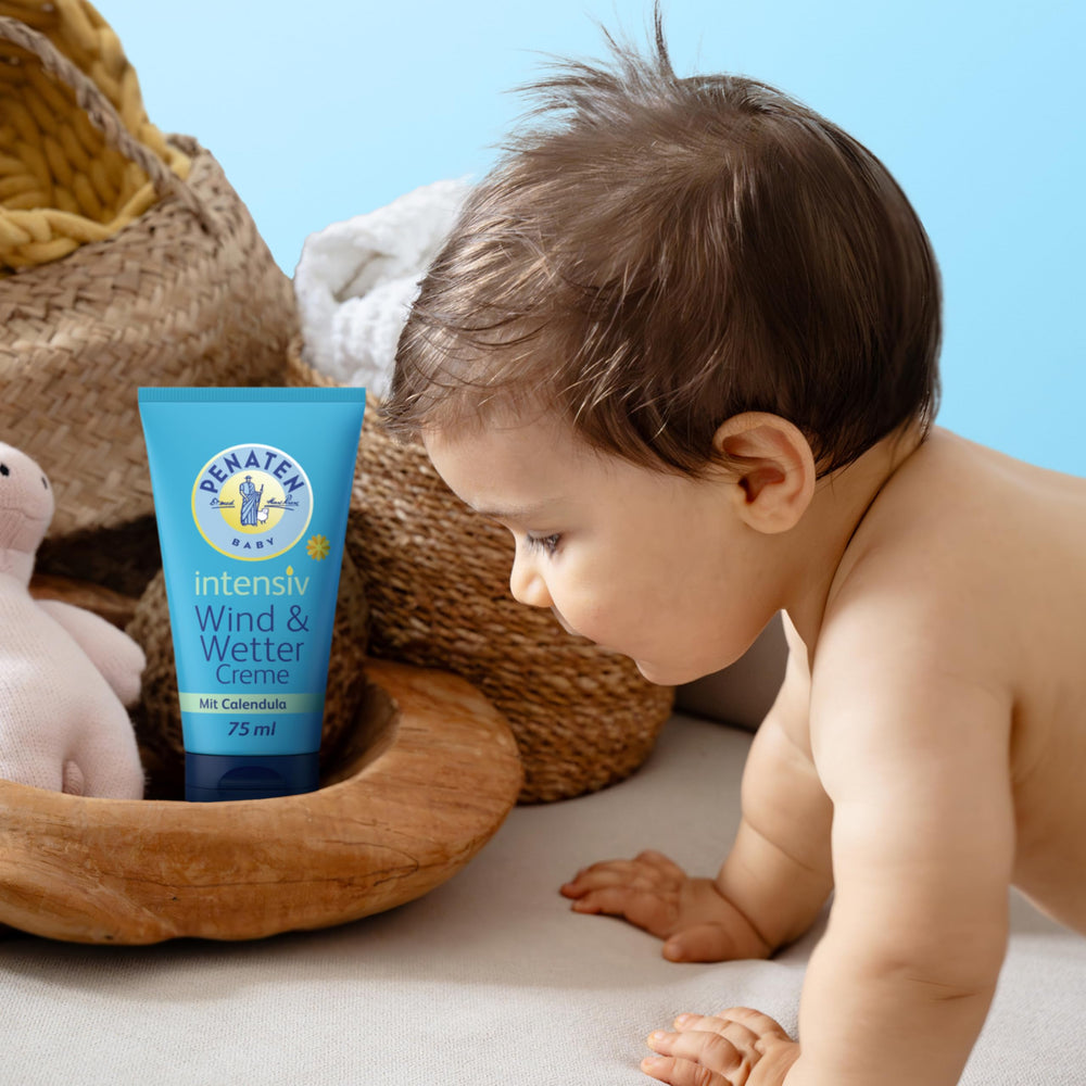 Penaten Wind & Weather Cream forms a protective barrier on skin.
