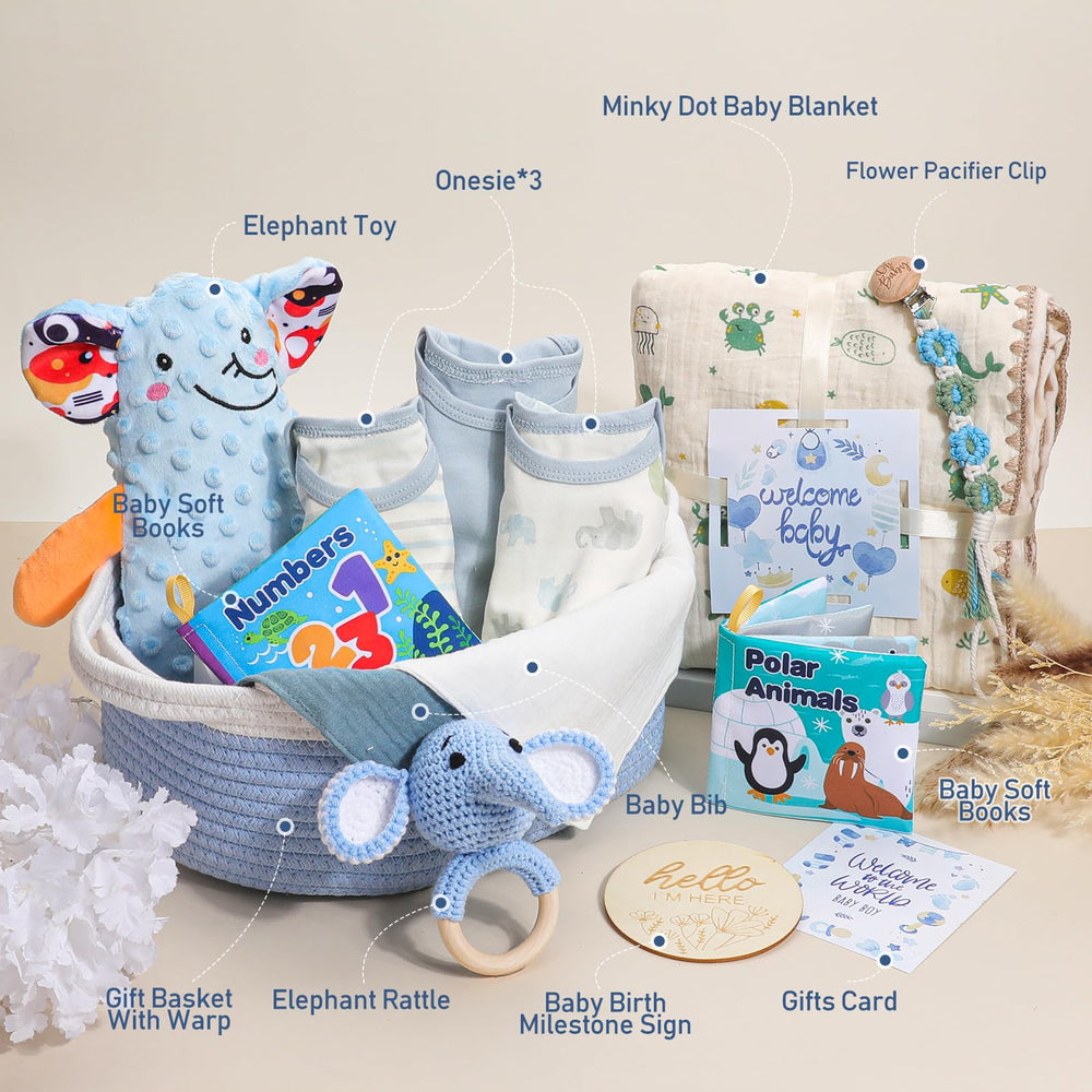 Pengtai baby boy bodysuits in gift basket for everyday breathable comfort