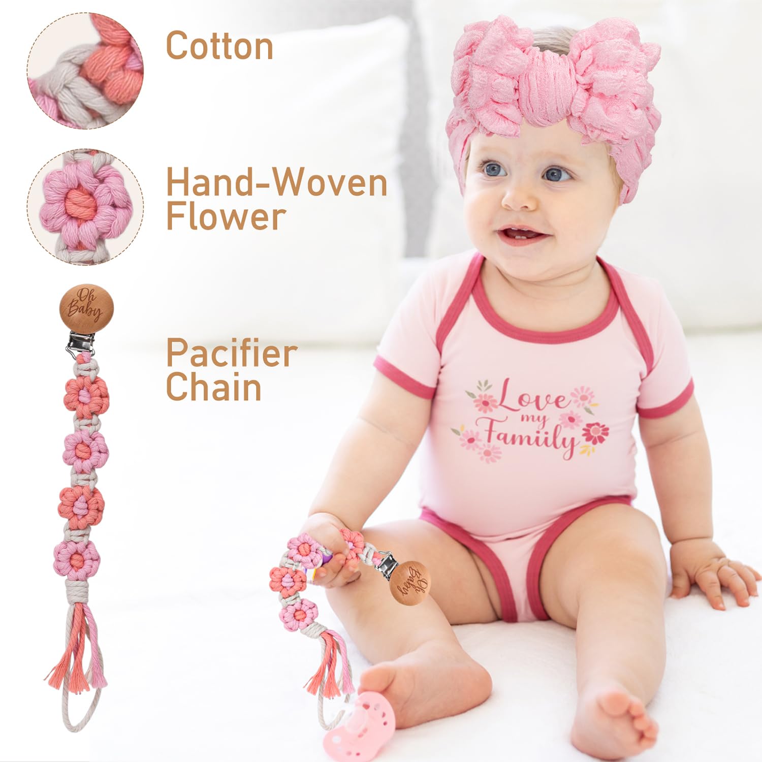 Pengtai baby girl gift basket crochet rattle—handmade sensory play.