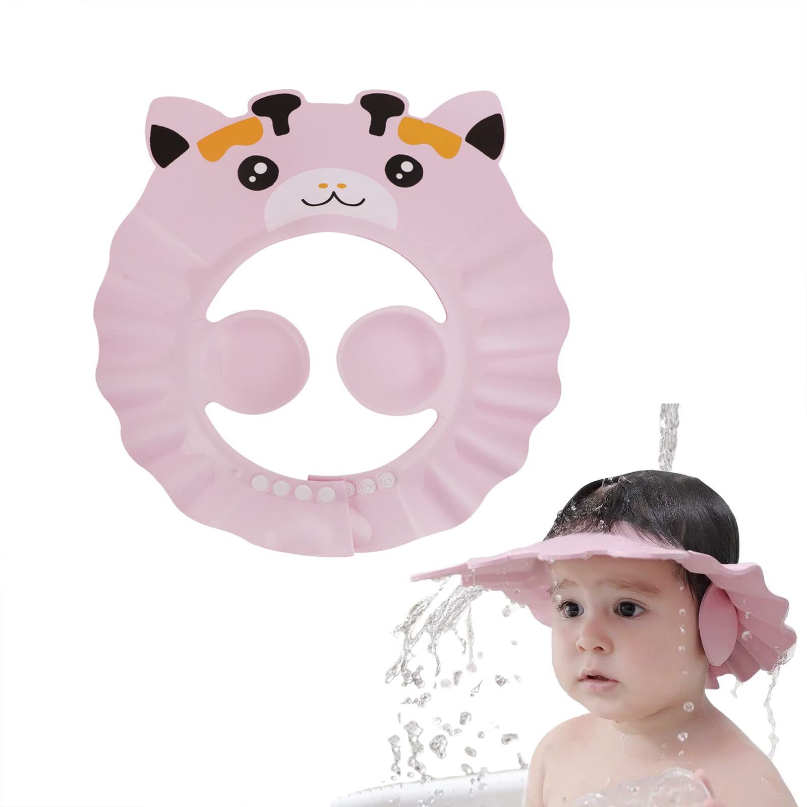 PENINSULA LOVE baby shower cap pink protects eyes during bath time.