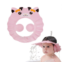 PENINSULA LOVE baby shower cap pink protects eyes during bath time.