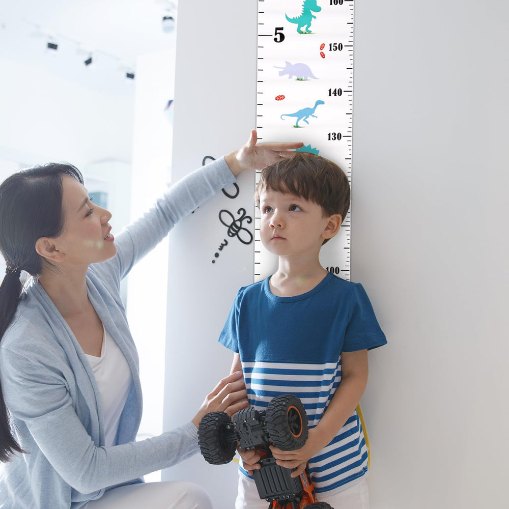 Penitue height chart includes hook for quick wall mounting and use as decor.