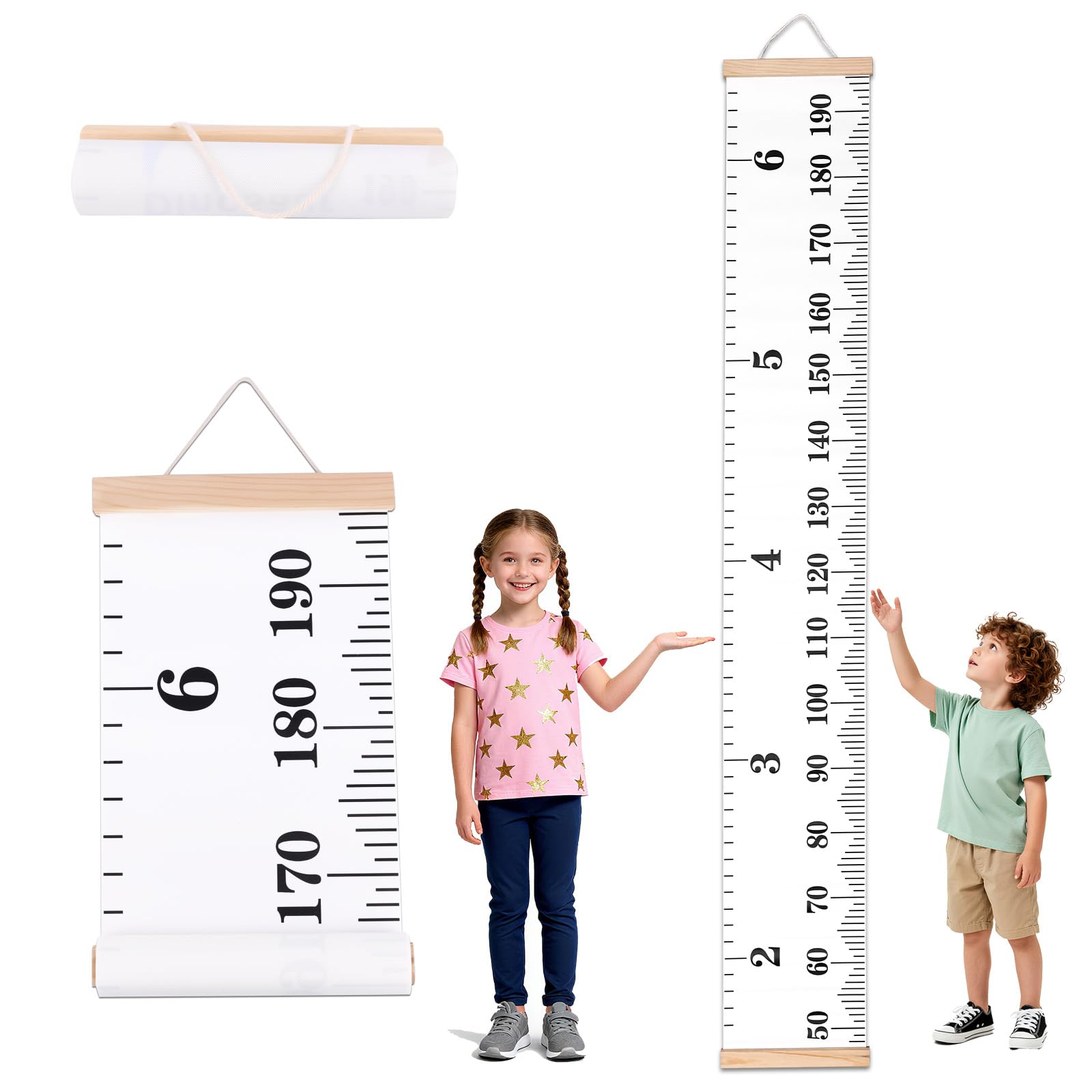 Penitue height chart setup with hook for secure wall mounting.