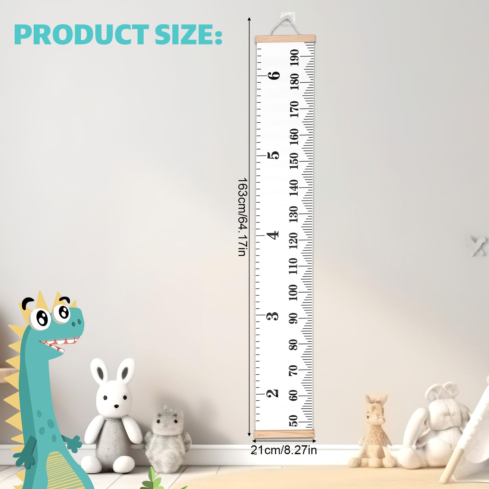 Penitue height chart on a wall display in a modern nursery.