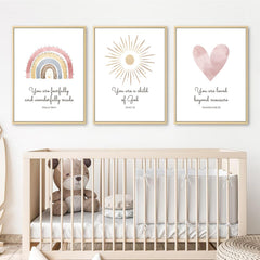 Pennclys boho sun nursery print adds delightful wall accents.