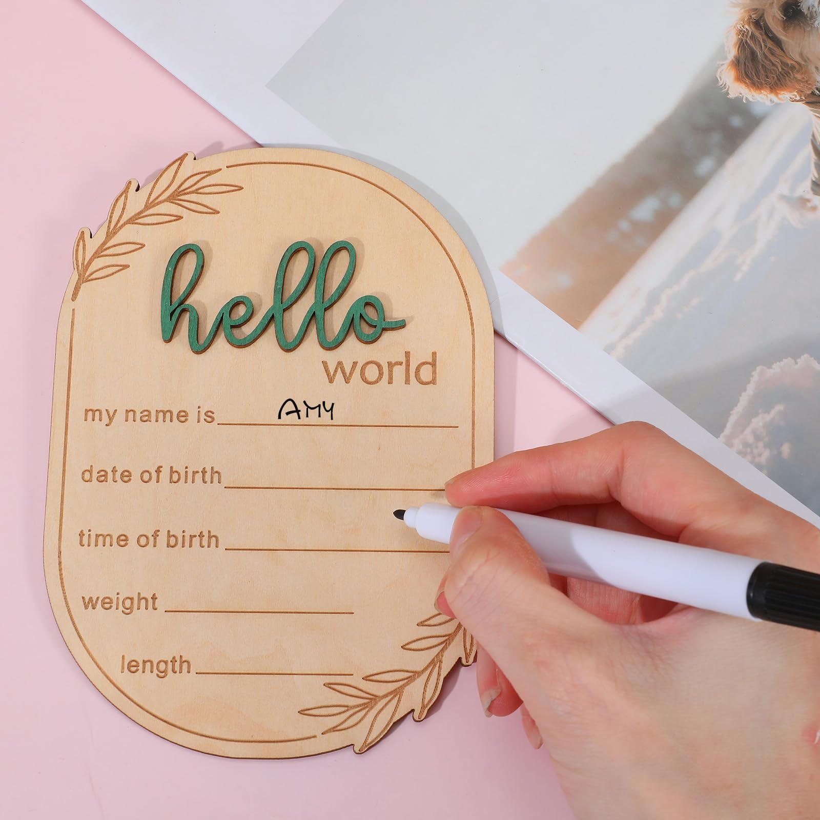 PEOVLVN baby-shower or hospital-gift sign with durable wood and elegant design.