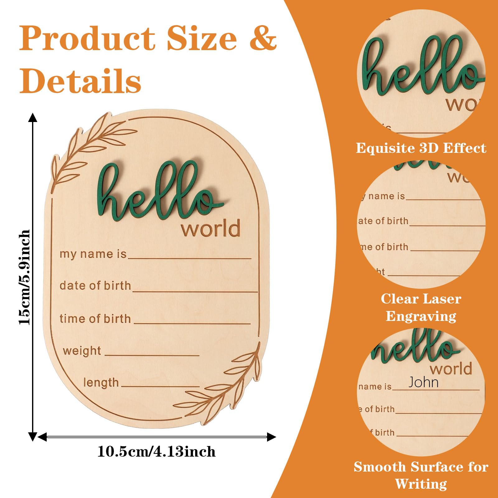 PEOVLVN wooden-newborn-sign with engraved birth stats for a lasting keepsake.