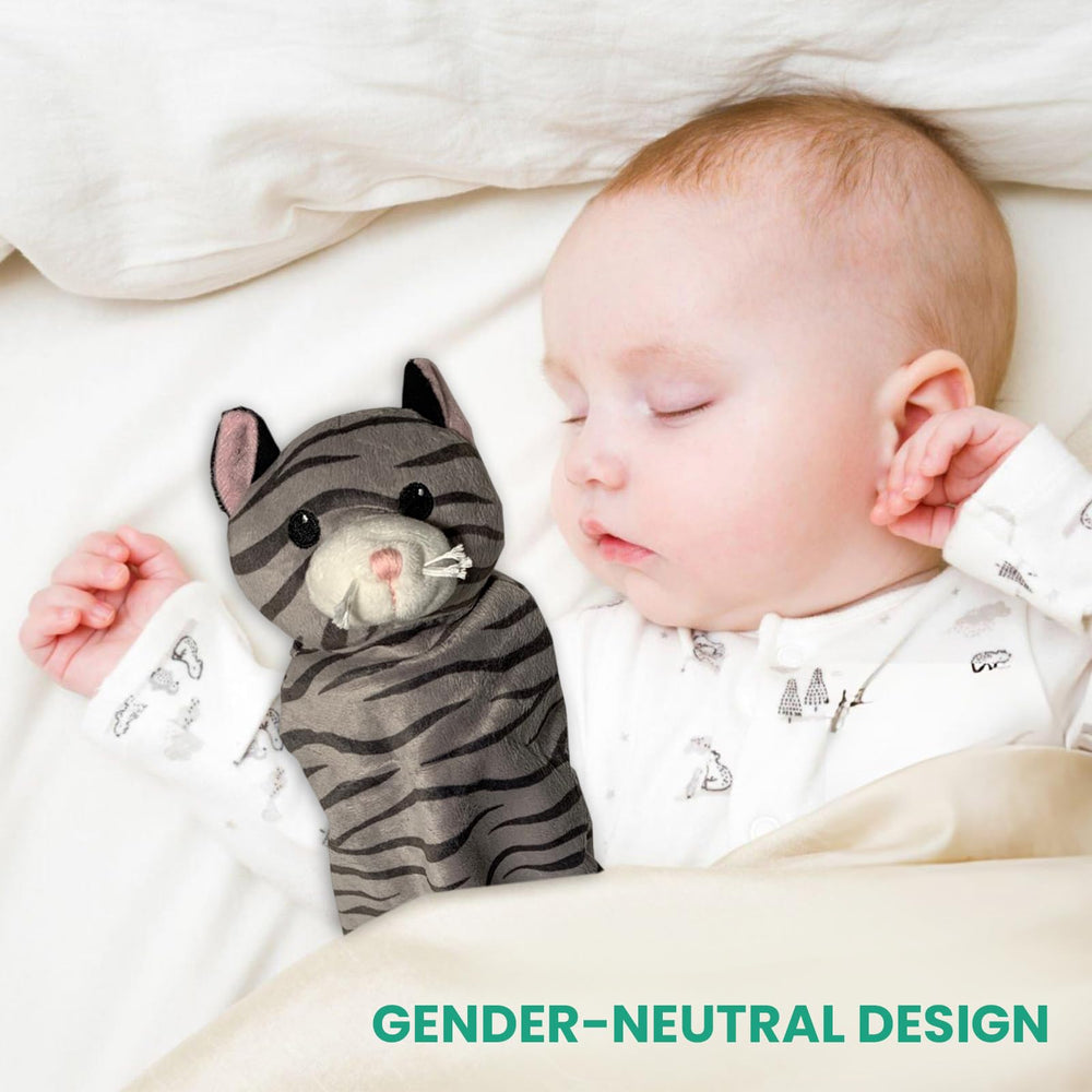 Pepe n Tito cat plush security blanket portable comfort during diaper changes and outings.