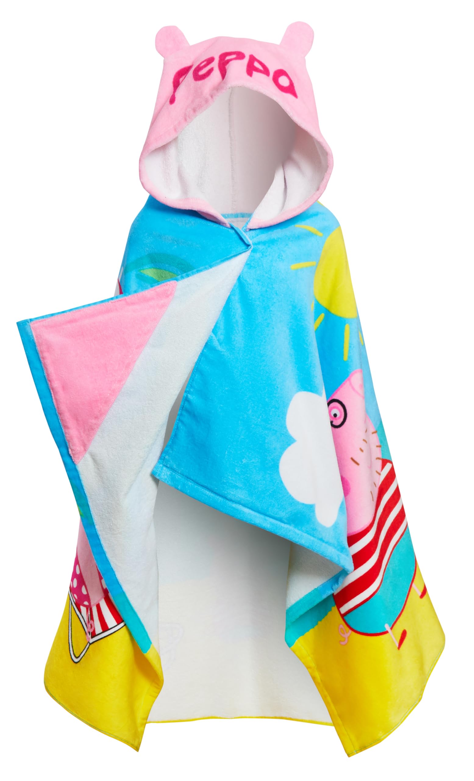 Peppa Pig hooded towel with corner pockets for easy wrapping