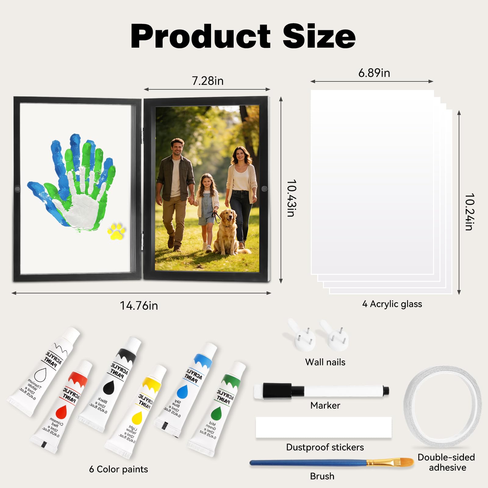 Pequecom custom folding frame stores photos and keepsakes.