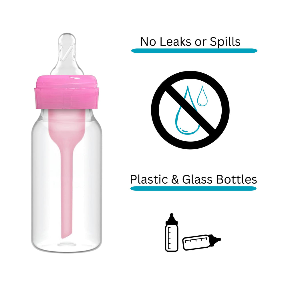 Pequeño collar works with standard and sippy bottles for versatile feeding.