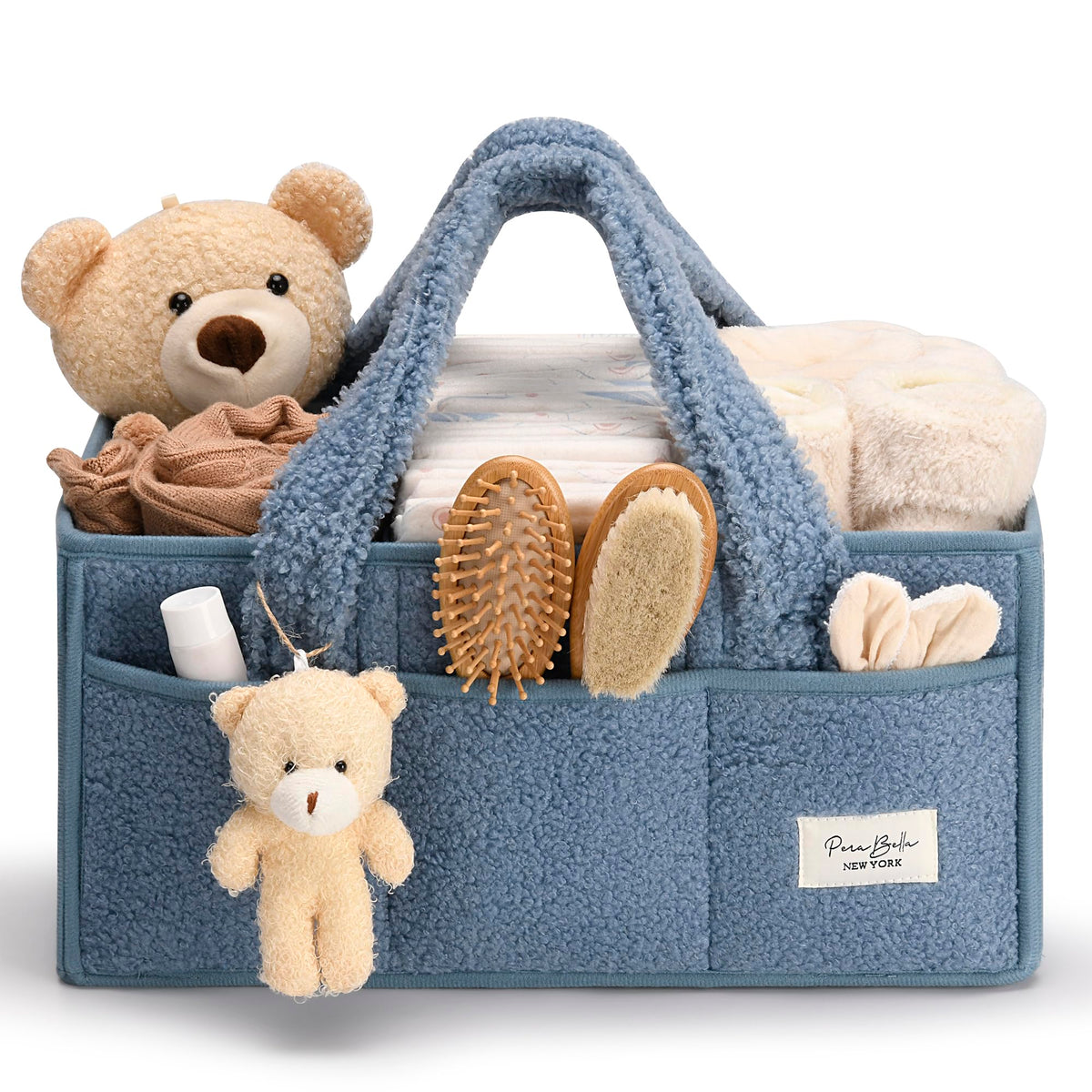 PeraBella baby diaper caddy with a sturdy handle for easy transport.