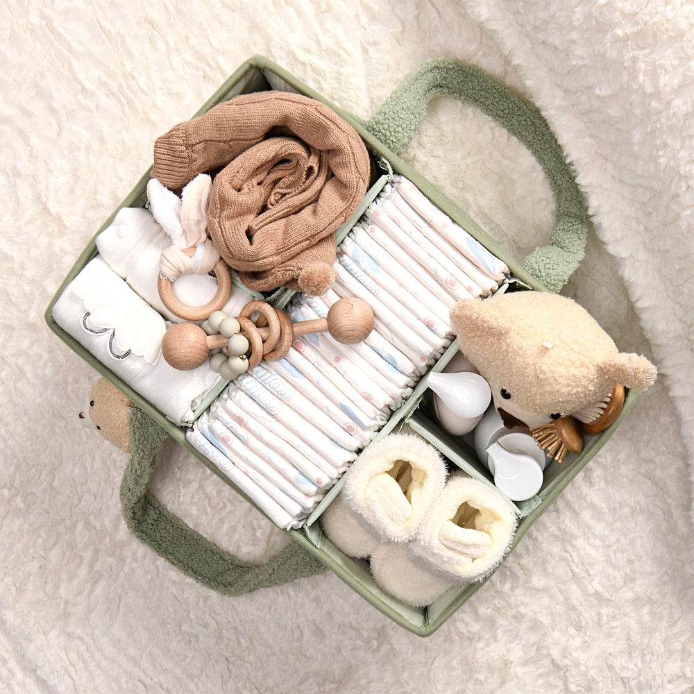 Perabella car organizer diaper caddy makes trips smoother and neater.