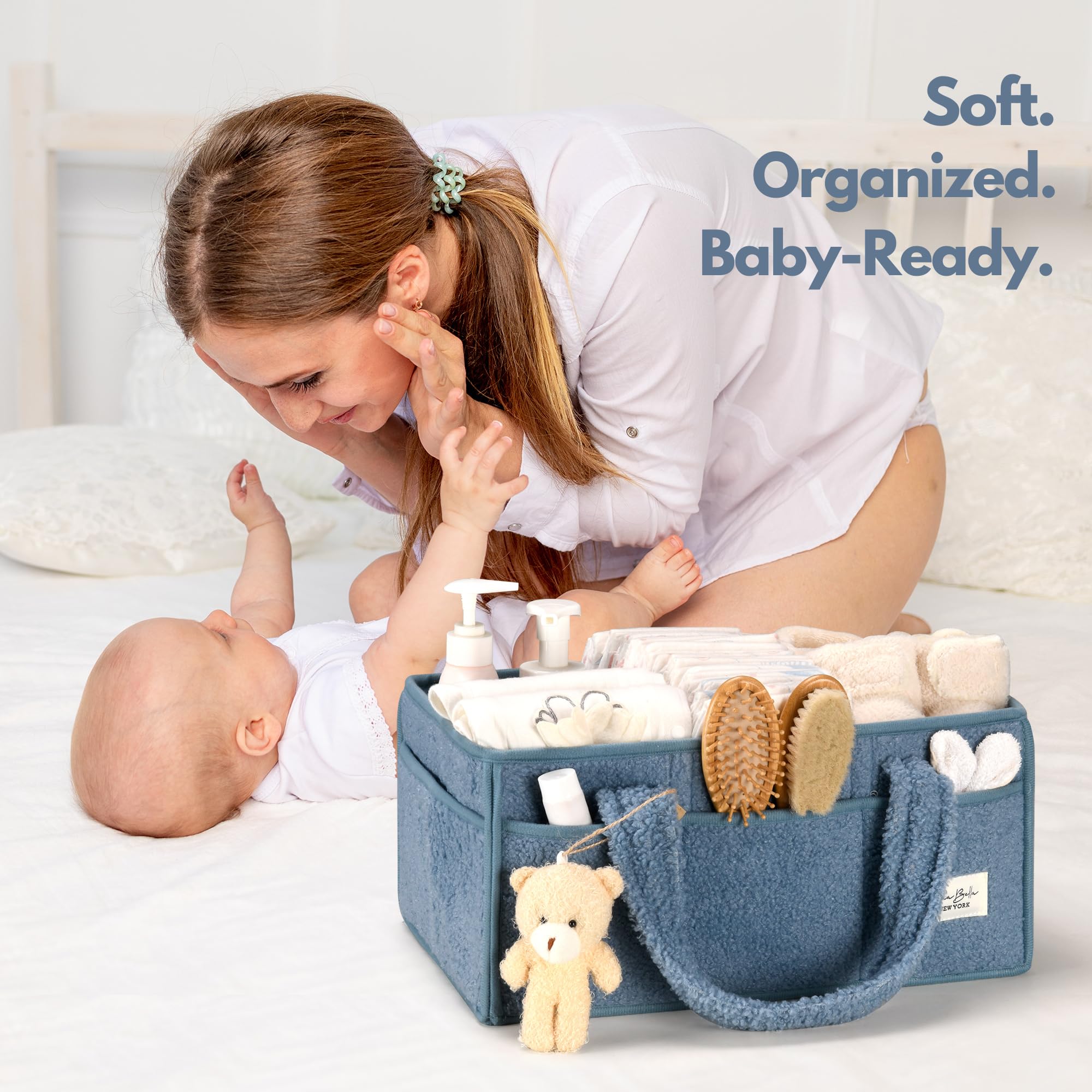 PeraBella car caddy organizer keeps diaper essentials within reach during trips.