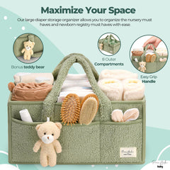 Perabella changing table organizer with multiple compartments for essentials.