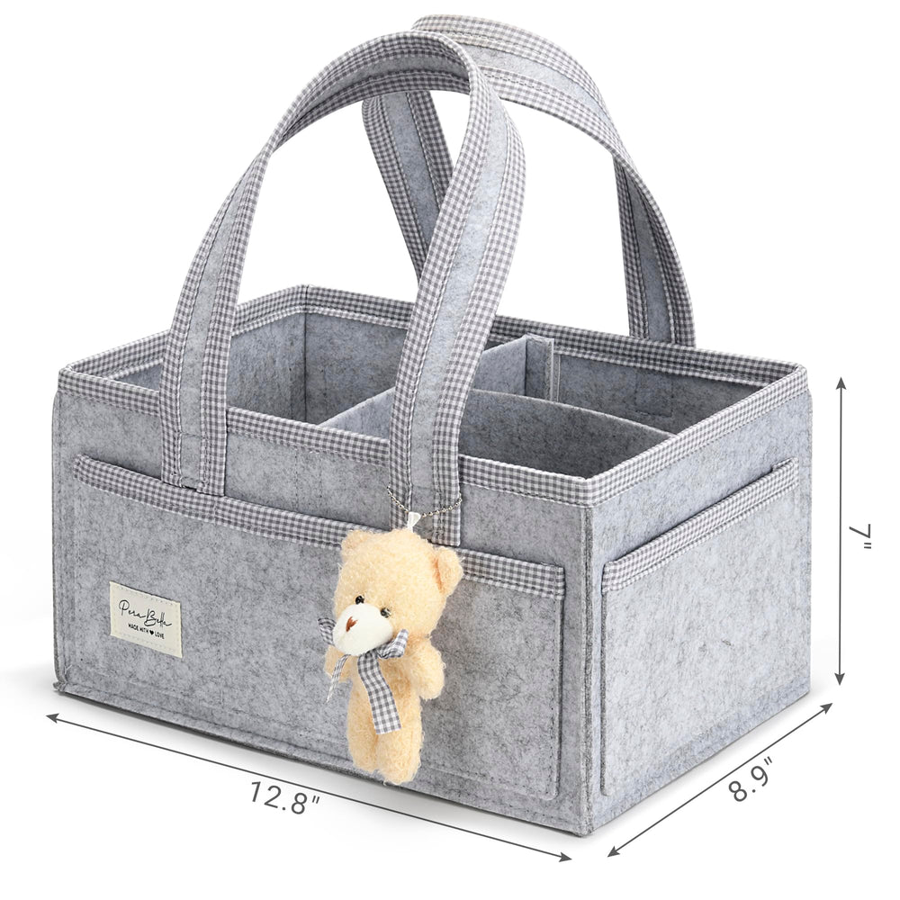 PeraBella changing table setup with the caddy for quick diaper changes.