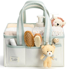 PeraBella Diaper Caddy with Handle keeps nursery essentials organized and portable.