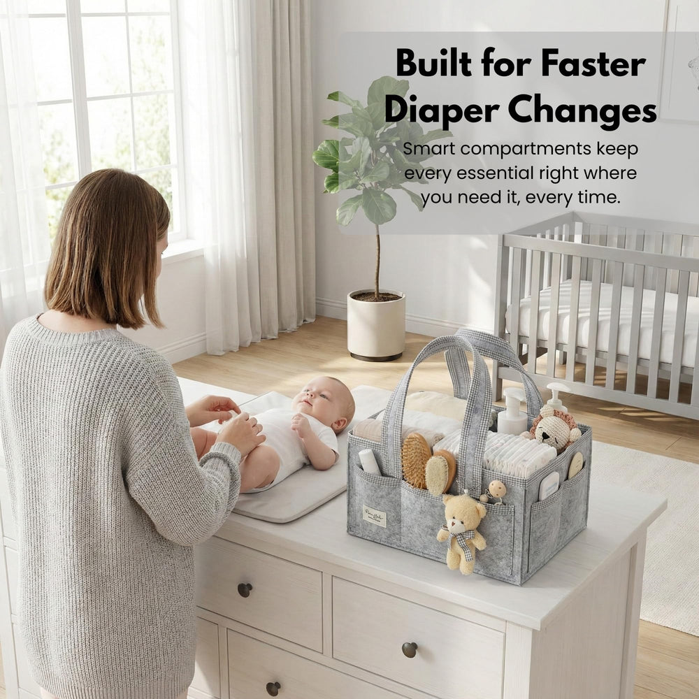 PeraBella lightweight diaper caddy designed for travel and daily use.