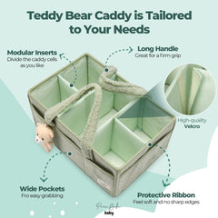 Perabella diaper caddy teddy bear charm adds a delightful gifting touch.