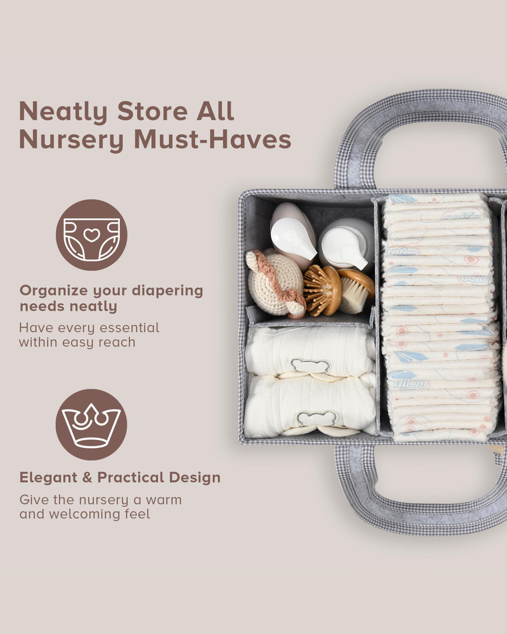 PeraBella diaper and wipes basket for nursery efficiency