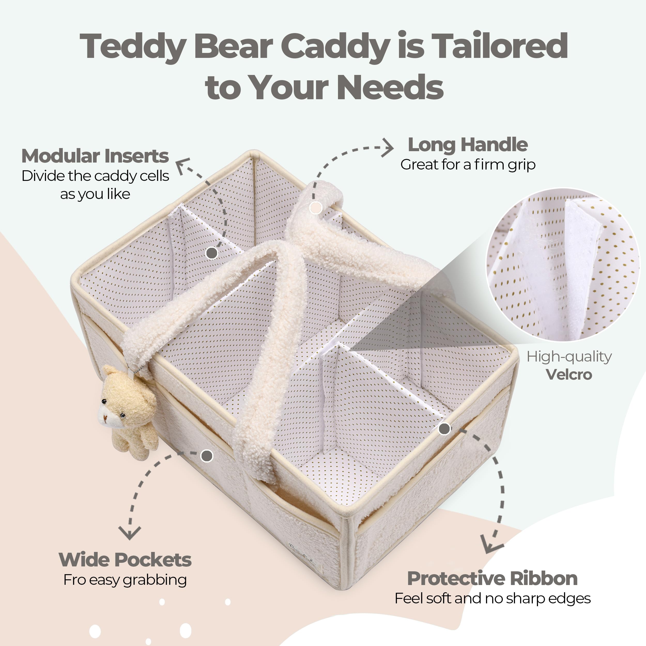 PeraBella nursery storage basket keeps wipes, creams, and toys neatly organized.