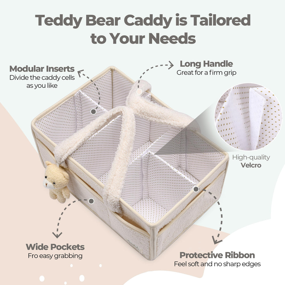PeraBella nursery storage basket keeps wipes, creams, and toys neatly organized.