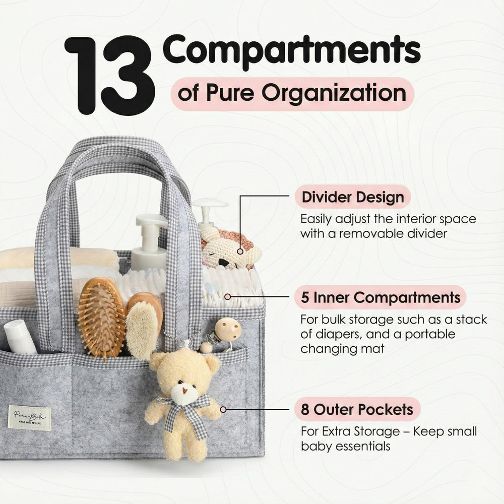 PeraBella nursery storage organizer with 8 pockets for essentials