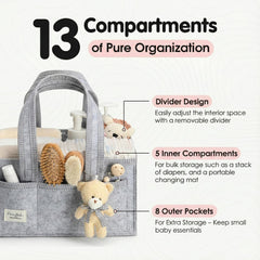 PeraBella nursery storage organizer with 8 pockets for essentials